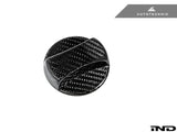 Dry Carbon Competition Fuel Cap Cover Close Up Shot