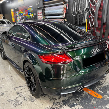 demon green sparkling chameleon car wrap