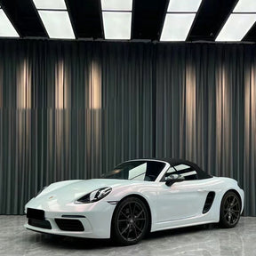 diamond pink white car wrap on a sports car