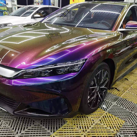 purple to gold color changing gloss car wrap