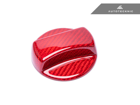 Dry Carbon Competition Fuel Cap Cover Red Close Up