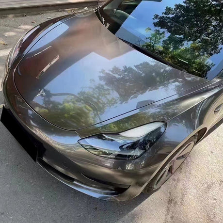 liquid gunmetal grey car wrap up close