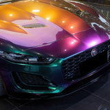 sports car wrapped in magic prasinous red car wrap