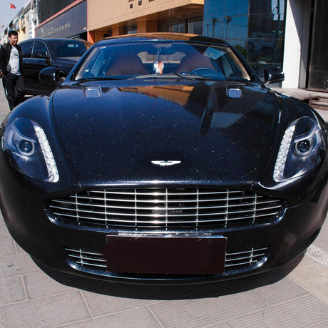 sparkling black color changing car wrap