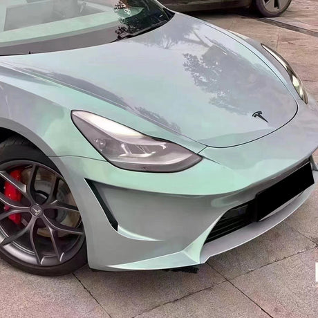 twin grey green car wrap close up