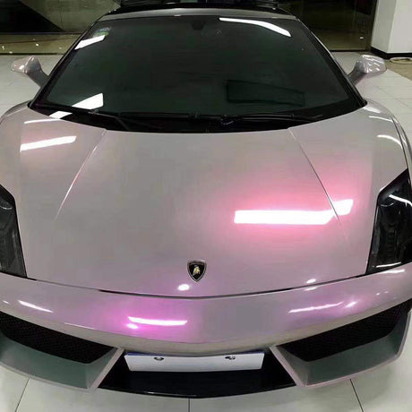 up close look of twin magic grey pink car wrap