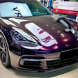 amethyst purple car wrap on a porsche