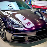 amethyst purple car wrap on a porsche