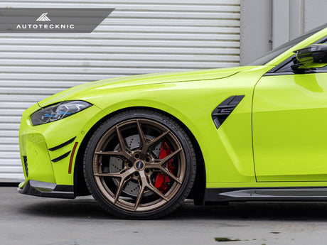 side shot of dry carbon fiber canard set by autotecknic for g8x bmw m3 and m4
