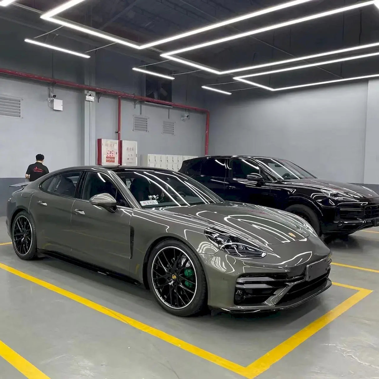 gloss metallic aventurine green car wrap on a sports car