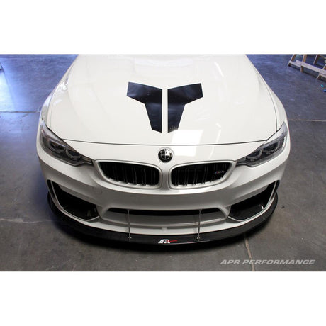 top view of apr performance wind splitter that is paired with m performance front lip