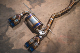 close up look at equal length exhaust system for f80 f82 f83 bmw m3 and m4