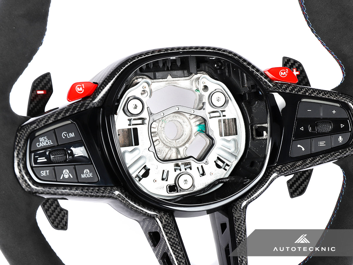 g82 g80 g83 and g87 bmw replacement steering wheel with alcantara and carbon fiber by autotecknic