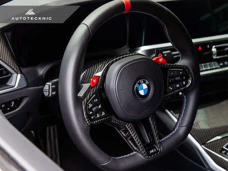 carbon fiber lci steering wheel top cover for bmw m4 by autotecknic