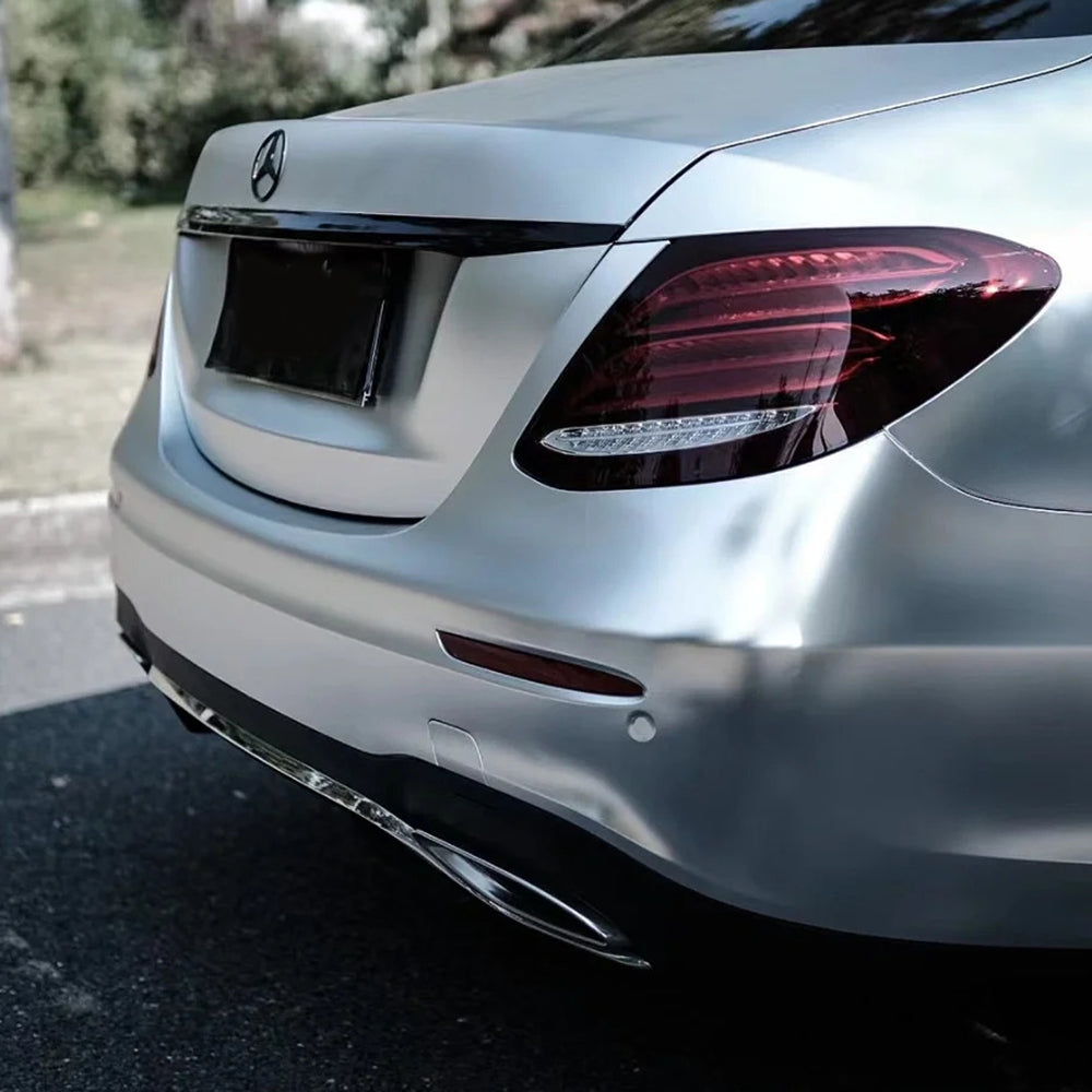 close up shot of chrome alexander silver car wrap