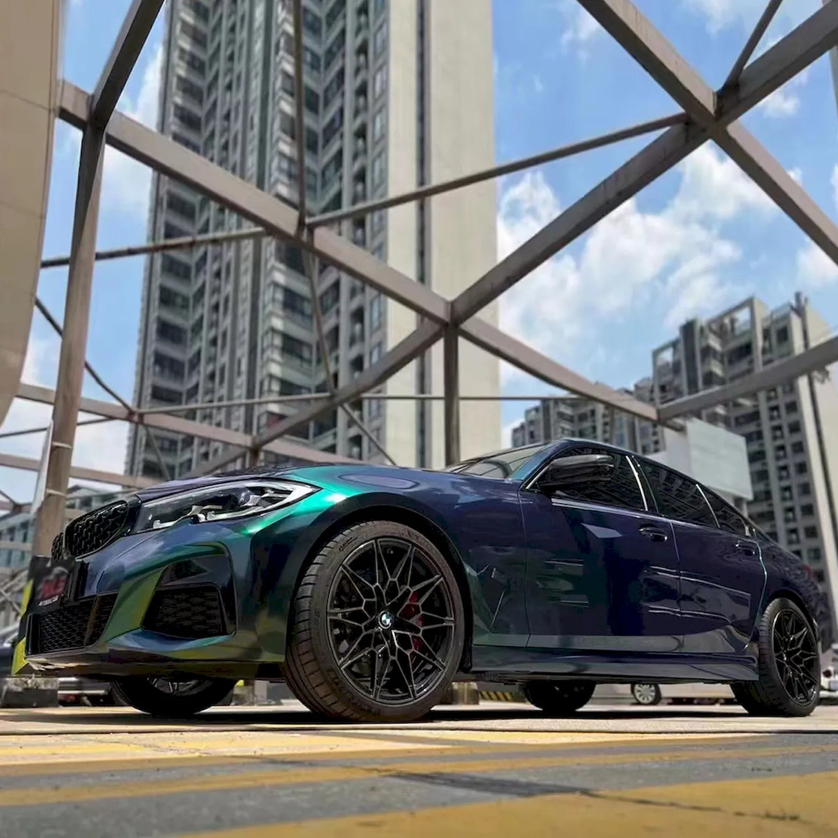 diamond aurora green blue car wrap