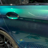 installation of diamond aurora green blue vinyl wrap for cars