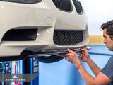 dry carbon crt aero front lip for bmw m3 e90 e92 e93 being installed by autotecknic