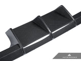 close up look at dry carbon fiber motorsport rear diffuser for bmw m3 g80 g81 by autotecknic