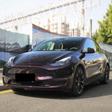 ghost midnight red car wrap on a tesla