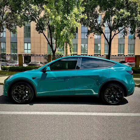 gloss hell green car wrap on a vehicle