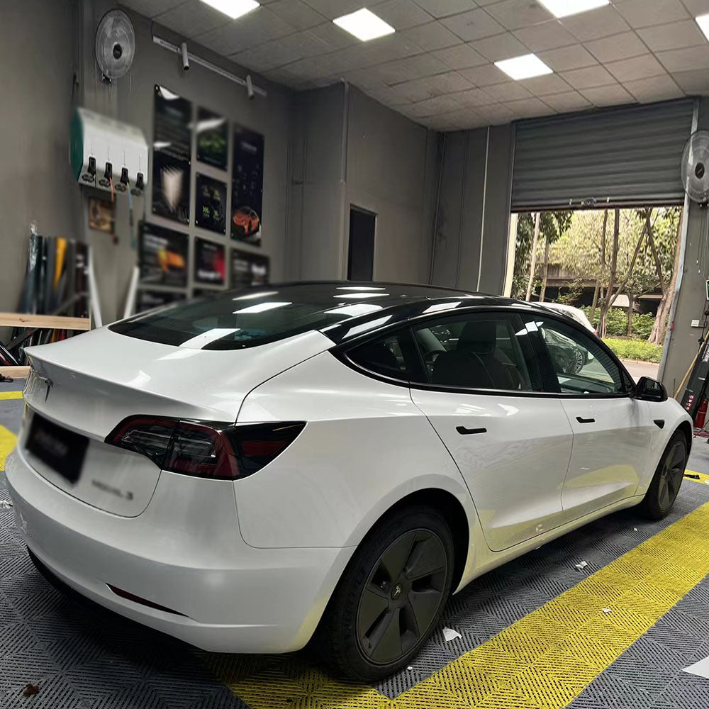 car wrapped in gloss crescent white car wrap