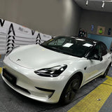 car wrapped in gloss crescent white car wrap