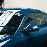 gloss deep blue car wrap up close