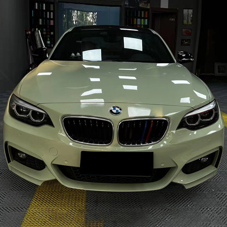 gloss khaki grey car wrap close up look