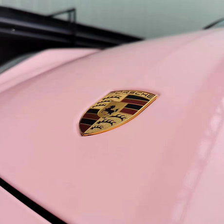 gloss pink red car wrap close up look