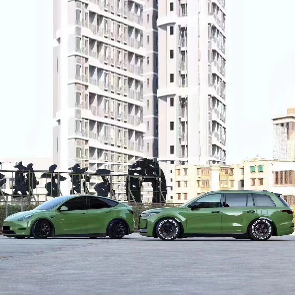 gloss racing green car wrap on two cars