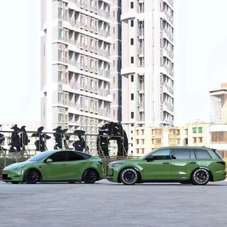 gloss racing green car wrap on two cars
