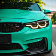 gloss retro green car wrap close up shot