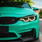 gloss retro green car wrap close up shot
