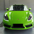 close up shot of gloss serpent green car wrap