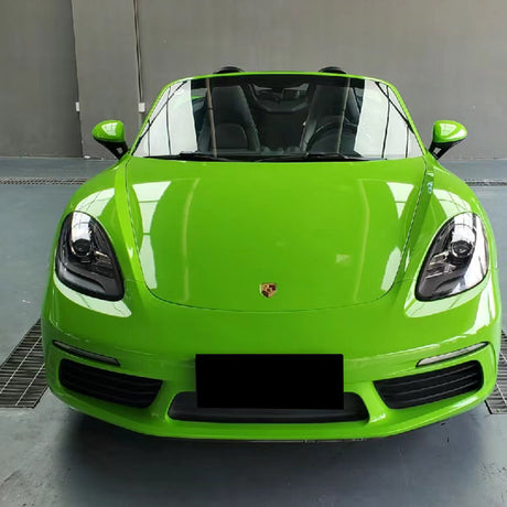 close up shot of gloss serpent green car wrap