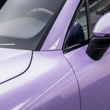 close up look of gloss violet star car wrap