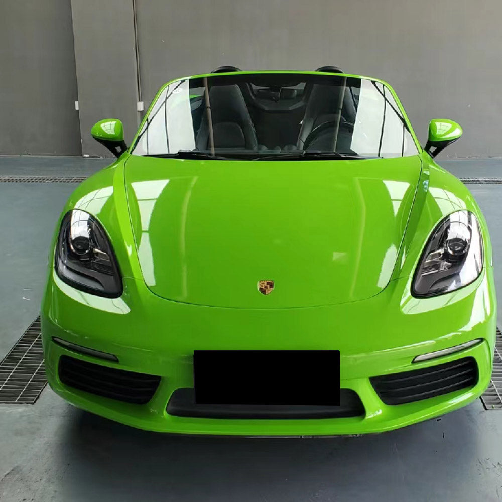 close up shot of gloss viper green car wrap
