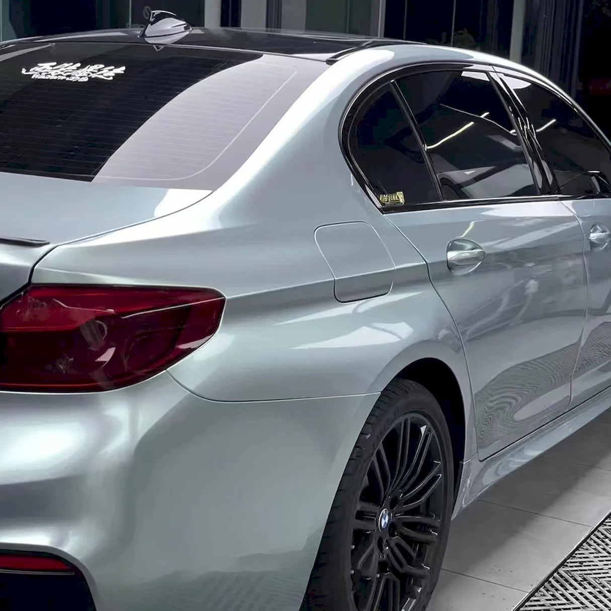 bmw wrapped in highland metallic silver green car wrap