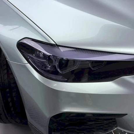 close up shot of highland metallic silver green car wrap