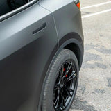 close up matte chrome black car wrap