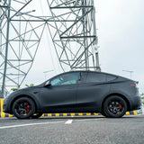 matte chrome black car wrap side profile