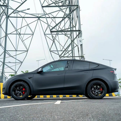 matte chrome black car wrap side profile