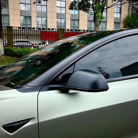 matte green grey car wrap close up look
