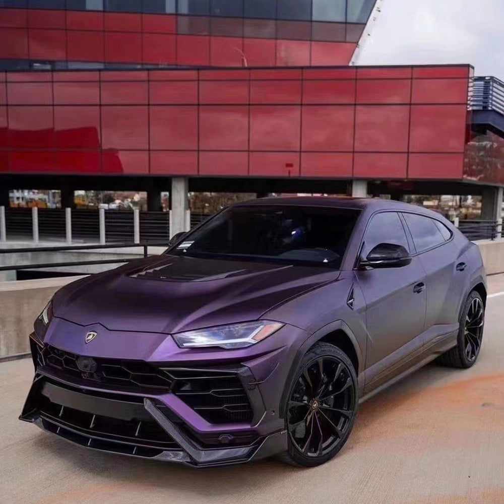 suv wrapped in matte magic purple car wrap