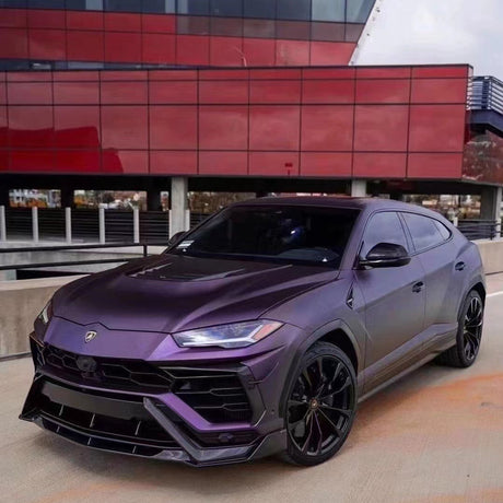 suv wrapped in matte magic purple car wrap