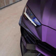 matte magic purple car wrap close up shot