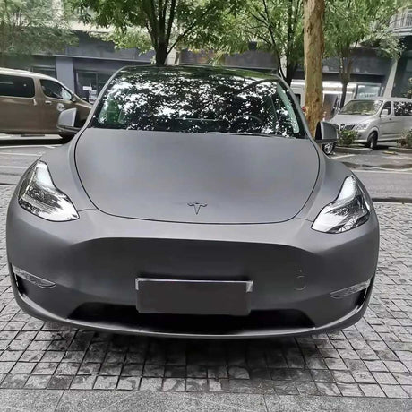 matte sanding black car wrap installed on a vehicle