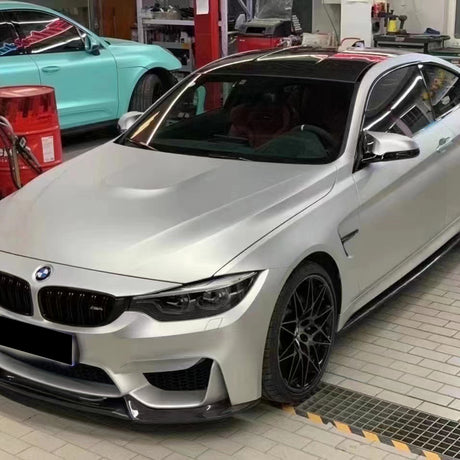 car being wrapped in matte ultimate flat silver car wrap