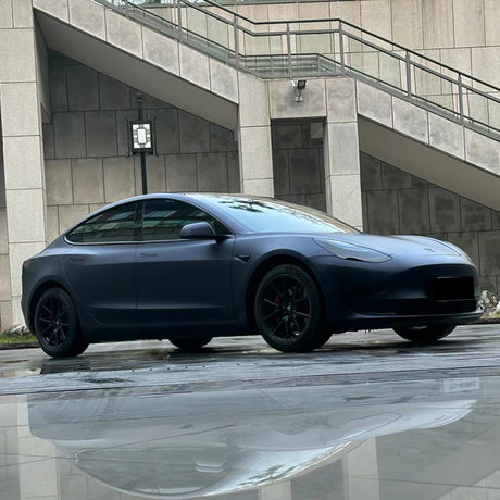 matte black blue car wrap